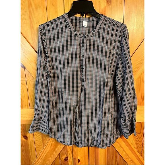Old Navy Tops - Old Navy Womens Henley Shirt Size XL Black/Pink Plaid Long Sleeve Pullover (3221